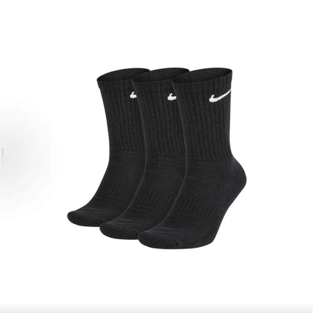 Nike Logo Athletic High-Top Socks Training Fitness Long Socks Men's Combo Pack (3-Pair Set) Black SX7676-010