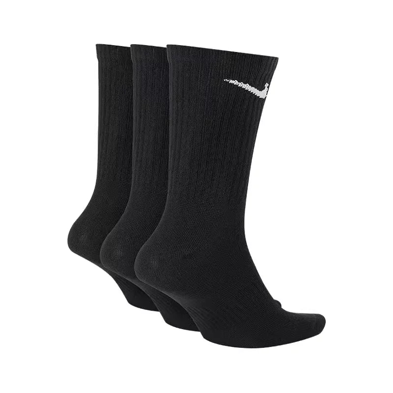 Nike Logo Athletic High-Top Socks Training Fitness Long Socks Men's Combo Pack (3-Pair Set) Black SX7676-010